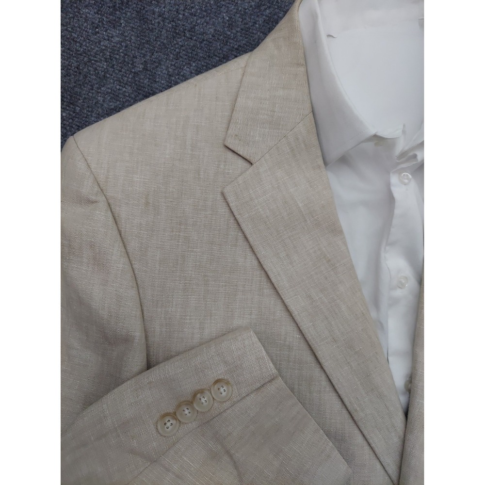 Nautica LINEN Blazer Jacket Men 46 Long Beige Two Button Beach Wedding NWT